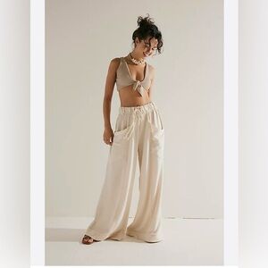 Free People Sophie Cream Wide-Leg Pants